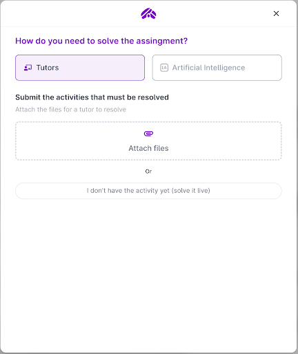 Screenshot of the tutor or AI selection field